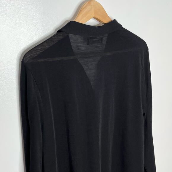 Naadam Long Sleeve Wool Button Up Shirt Mens Large Black Collared - Picture 7 of 10